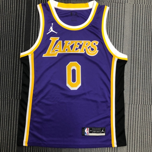 Jordan Topic NBA Los Angeles Lakers Purple Round Collar #0 Jersey-311