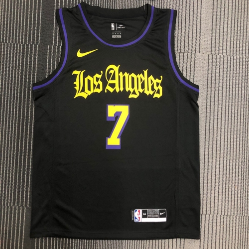 2021 Latin Version Lakers NBA Black Round Collar #7 James Jersey-311