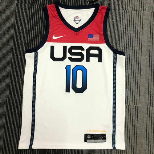 2021 Olympic Games United States White #10 Basketball Jersey-311