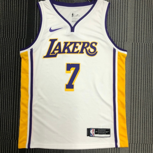 NBA Los Angeles Lakers White V Collar #7 Jersey-311