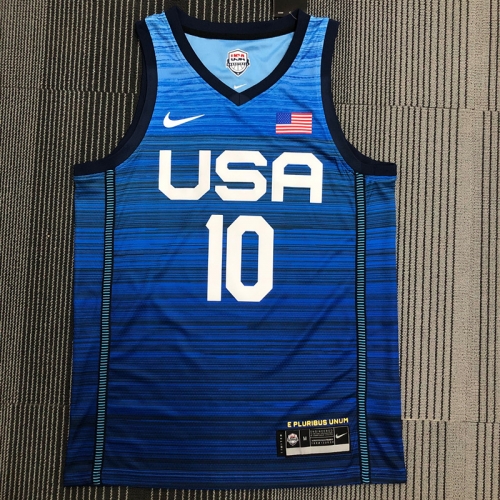 2021 Olympic Games United States Blue #10 Basketball Jersey-311