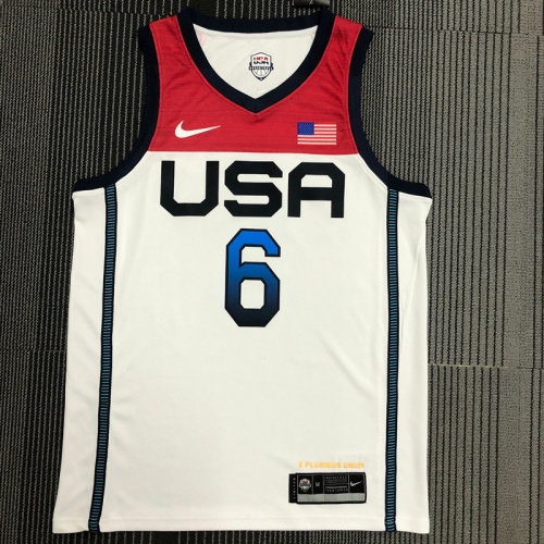 2021 Olympic Games United States White #6 Basketball Jersey-311