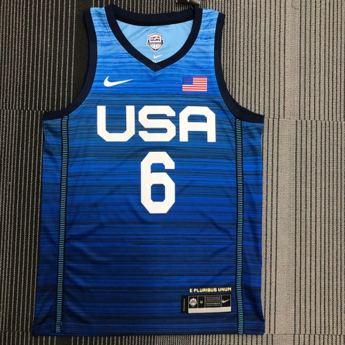 2021 Olympic Games United States Blue #6 Basketball Jersey-311