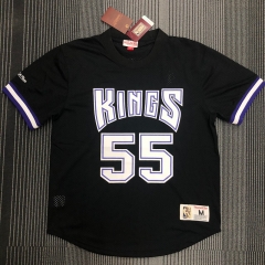 Mitchellness Retro Version Sacramentos Kings Black  #55 Jersey-311