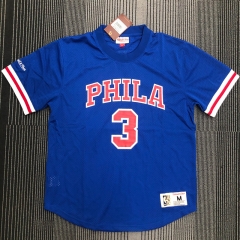 Mitchellness Retro Version Philadelphia 76ers Blue #3 Jersey-311/BS