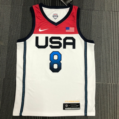 2021 Olympic Games United States White #8 Basketball Jersey-311