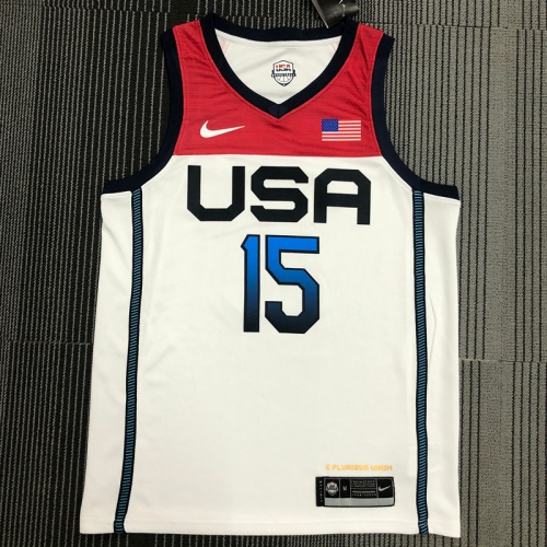 2021 Olympic Games United States White #15 Basketball Jersey-311