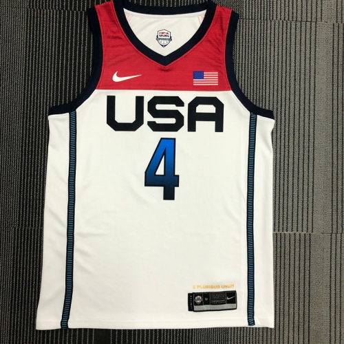 2021 Olympic Games United States White #4 Basketball Jersey-311