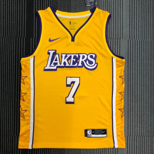 MingSu Version Lakers NBA Yellow V Collar #7 Jersey-311