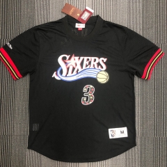 Mitchellness Retro Version Philadelphia 76ers Black #3 Jersey-311