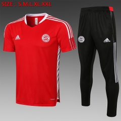 2021-22 Bayern München Red Shorts-Sleeve Thailand Tracksuit Uniform-815