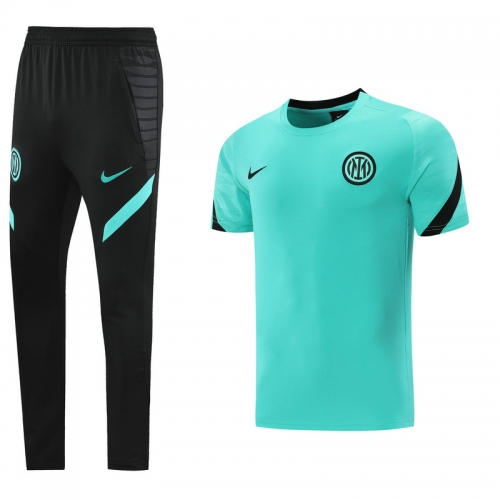 2021-2022 Inter Milan Green Short-Sleeve Thailand Tracksuit Uniform-LH