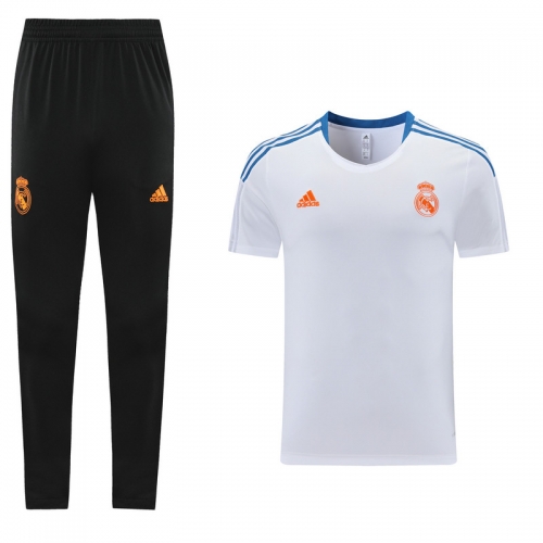 2021/2022 Real Madrid White Shorts-Sleeve Thailand Tracksuit Uniform-LH