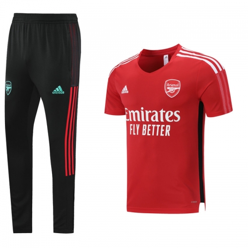 2021-22 Arsenal Red Shorts-Sleeve Thailand Tracksuit Uniform-LH