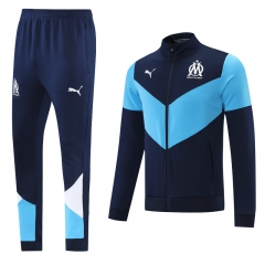 2021-22 Olympique de Marseille Royal/Sky Blue Printed Jacket Uniform-LH