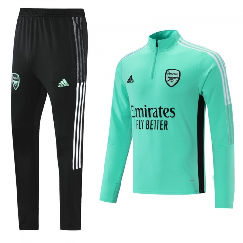 2021-22 Arsenal Green Thailand Soccer Tracksuit Uniform-LH