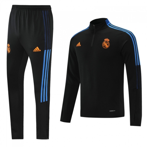 2021/2022 Real Madrid Black Thailand Tracksuit Uniform-LH