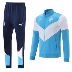 2021-22 Olympique de Marseille White & Blue Jacket Uniform-LH