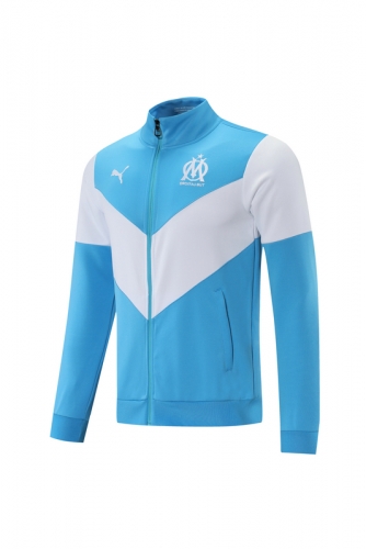 2021-22 Olympique de Marseille White & Blue Jacket Top-LH