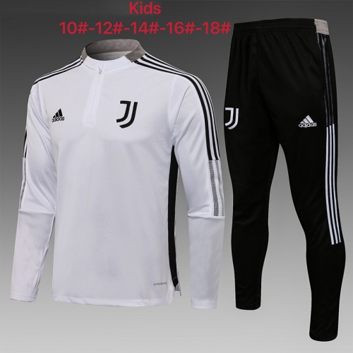 2021-22 Juventus White Kids/Youth Tracksuit Uniform-815