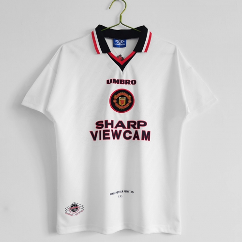 1996-97 Retro Version Manchester United Away White Thailand Soccer Jersey AAA-710