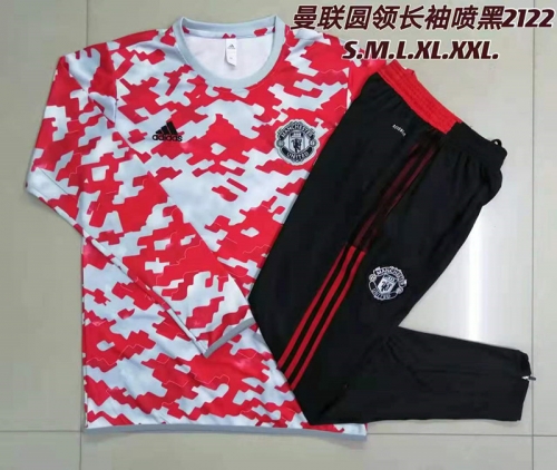 2021-2022 Manchester United White & Pink Shorts-Sleeve Thailand Soccer Tracksuit Uniform-815