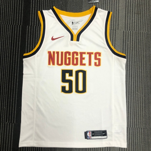 2020-2021 NBA Denver Nuggets White V Collar #50 Jersey-311