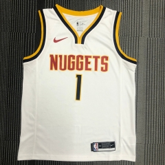 2020-2021 NBA Denver Nuggets White V Collar #1 Jersey-311