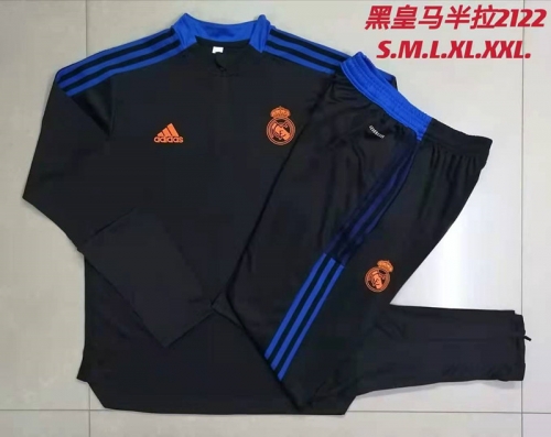 2021/2022 Real Madrid Black Thailand Tracksuit Uniform-815