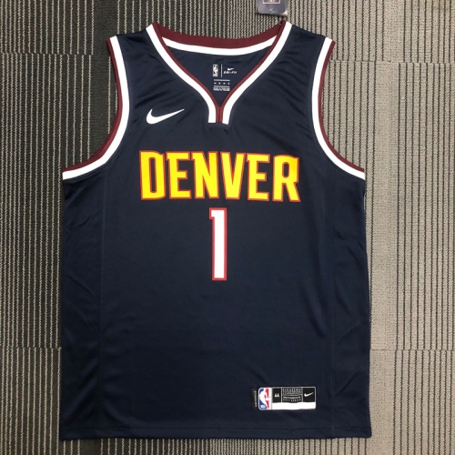 2020-2021 NBA Denver Nuggets Black V Collar #1 Jersey-311