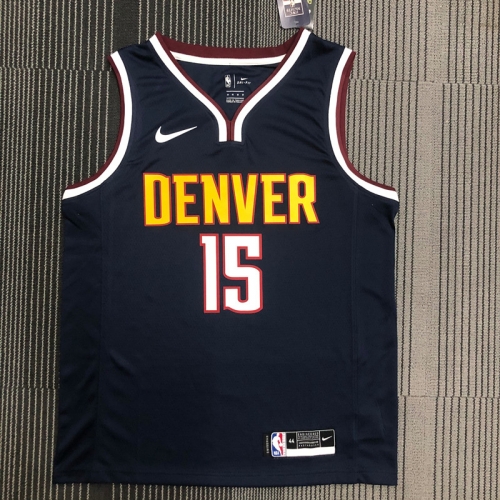 2020-2021 NBA Denver Nuggets Black V Collar #15 Jersey-311