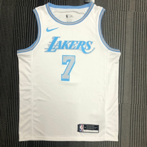 2021 Retro Version Lakers NBA White Round Collar #7 Jersey-311