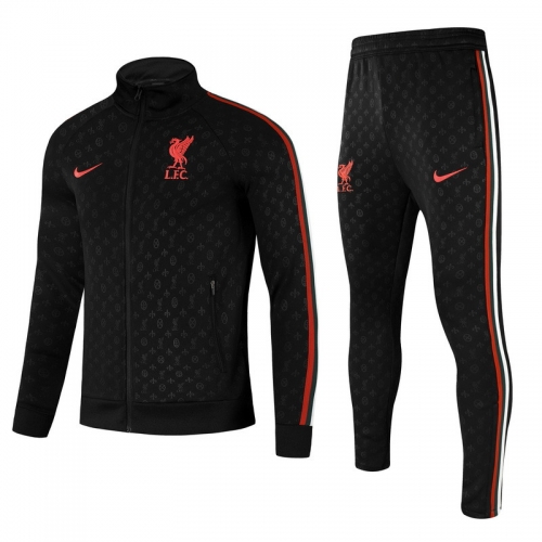 2021/22 Liverpool Black Steel Printed Kids/Youth Soccer Jacket Uniform-GDP