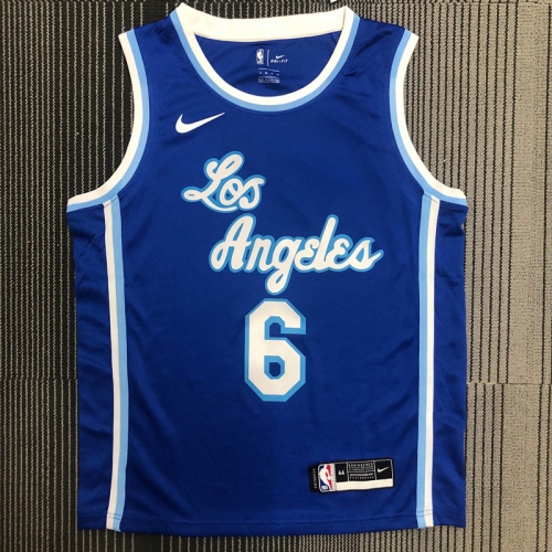 2021 Latin Version Lakers NBA Blue Round Collar #6 Jersey-311