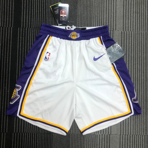 Los Angeles Lakers White NBA Shorts-311