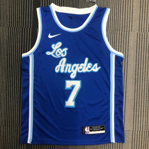 2021 Latin Version Lakers NBA Blue Round Collar #7 Jersey-311