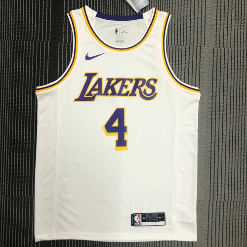 Los Angeles Lakets White Round Collar #4 NBA Jersey-311