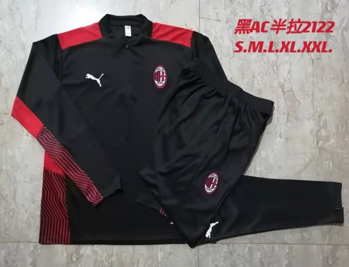 2021/20211 AC Milan Black Soccer Tracksuit Uniform-815