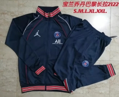 2021/2022 Paris SG Royal Blue With Red collar Soccer Jacket Uniform-815