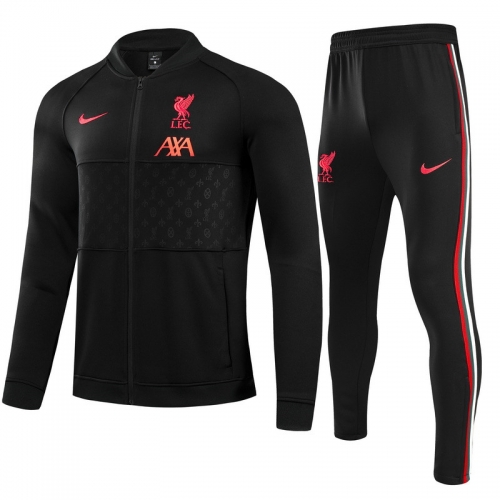 2021/22 Liverpool Black Low Collar Kids/Youth Soccer Jacket Uniform-GDP