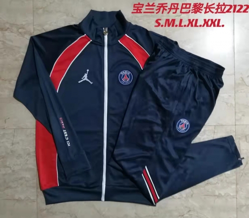 2021/2022 Paris SG Royal Blue With White Zipper Soccer Jacket Uniform-815