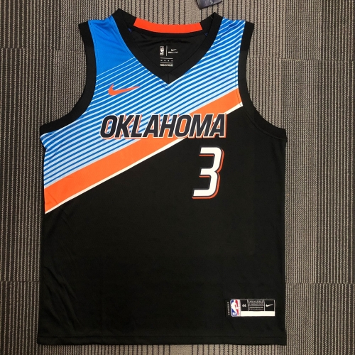 2021 Nik Version NBA Oklahoma City Thunder Blue & Black #3 Jersey-311