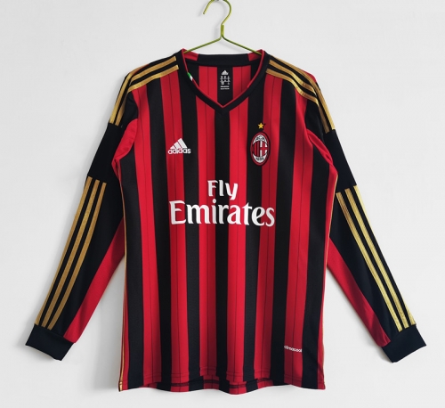 2013-2014 Retro version AC Milan Red & Black LS Thailand Soccer Jetsey AAA-710/811/601