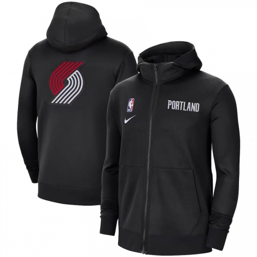 NBA Portland Trail Blazers Black Soccer Jacket Top With Hat-311