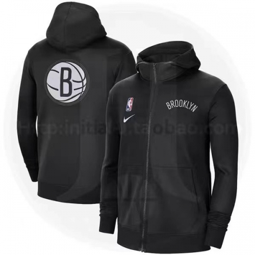 NBA Brooklyn Nets Black Soccer Jacket Top With Hat-311