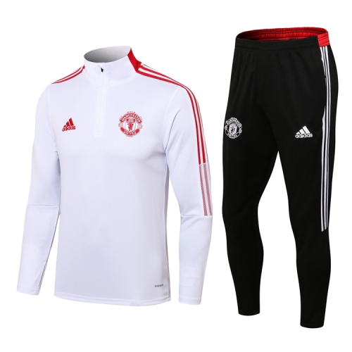 2021-22 Manchester United White Thailand Tracksuit Uniform-411