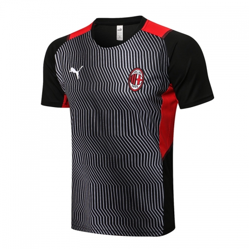 2021-2022 AC Milan Gray Shorts-Sleeve Soccer Tracksuit Top -815