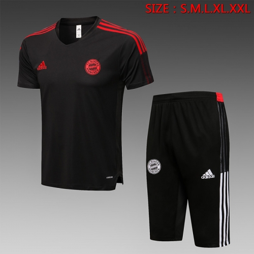 2021-22 Bayern München Black Shorts-Sleeve Thailand Tracksuit Uniform-815