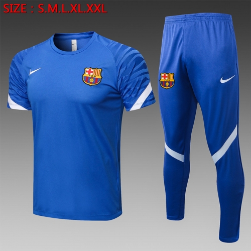 2021-22 Barcelona Cai Blue Shorts-Sleeve Thailand Tracksuit Uniform-815