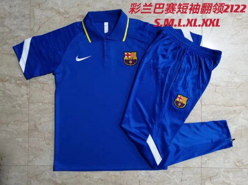 2021-2022 Barcelona Cai Blue Polo Uniform-815